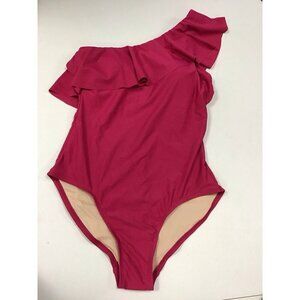 Kona Sol Women's  (12-14) Ruffle One Shoulder Full Coverage Swimsuit 🩷